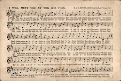 Sheet Music: "I Will Meet You At The 1915 Fair" Postcard