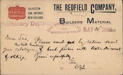 The Redfield Company Builders Material. Catalogues request Advertising Postcard Postcard Postcard