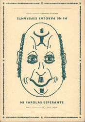 Flip card to see man smile or frown. Mi Parolas Esperante Esperanto Postcard Postcard Postcard