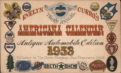 Evelyn Curro's third annual Americana Calendar Antique Automobile Edition 1953 Advertising Trade Card Trade Card Trade Card