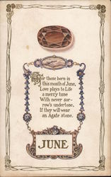 June - birth month, agate Birthday Postcard Postcard Postcard