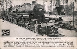 Great Northern Railway. No. 1909 the Big Mallet and No. 1 the William Crooks locomotives Postcard Postcard Postcard