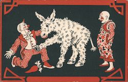 Two Clowns and a Donkey Postcard