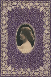 Portrait of Woman in Center Dutch Lace on Purple Women Postcard Postcard Postcard