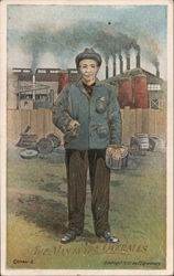 Rare: Labor Day "The Man in the Overalls" Industrial factory worker Postcard