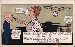 Ten Commandments of a Wife No. 2: Thou Shalt Not Stay Out Late At Night. Postcard