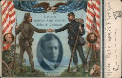 Rare: A Solid North and South - John A. Johnson for President Postcard