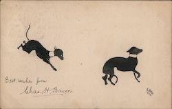 Two Dogs, Hand Drawn Charles H. Bacon Postcard Postcard Postcard