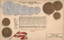 Flag and Coins of Denmark Postcard