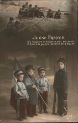 Jeune France, Young children as soldiers World War I Postcard Postcard Postcard