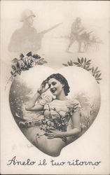 A'nelo il tuo ritorno. Girl in heart, soldier at war Postcard