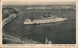 S.S. Arandora Star at Malta Blue Star Line Cruise Cruise Ships Postcard Postcard Postcard