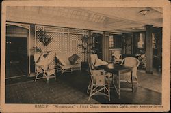 R.M.S.P. Almanzora: First Class Verandah Cafe. Interiors Postcard Postcard Postcard