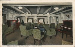 Santa Elisa - Grace Line. Social hall, piano Postcard