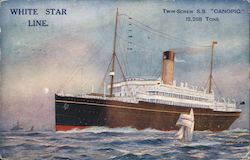 White Star Line. Twin-screw S.S. Canopic, 12,268 tons. Postcard