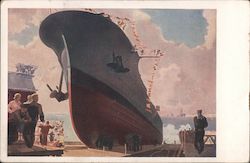 Launching of a Battleship, Soviet Union USSR Russia G. G. Nissky Postcard Postcard Postcard