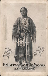 Princess Wah-ta-Waso as "Pamnena" Native Americana Postcard Postcard Postcard