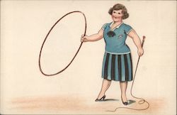 Woman With A Hoop And Whip Hold To Light Postcard Postcard Postcard