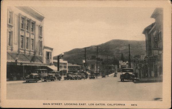 Main Street, Looking East Los gatos, CA Postcard