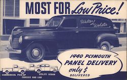 1940 Plymouth - Pickup, Sedan, Panel Delivery Truck Cars Postcard Postcard Postcard