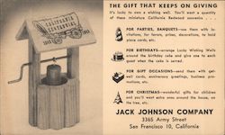 California Centennial 1949 - ad for miniature wishing wells, Jack Johnson Company San Francisco, CA Postcard Postcard Postcard