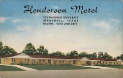 Henderson Motel, Marshall, Texas Postcard