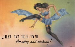 Just to Tell You I'm Alive and Kicking - Lingerie Swimsuits & Pinup Postcard Postcard Postcard