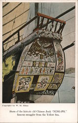 Stern of the Historic Old Chinese Junk Ning-Po, Famous Smuggler from the Yellow Sea Boats, Ships Postcard Postcard Postcard