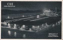 C and H Pure Cane Sugar - Night Scene of the Refinery at Crockett, California Postcard Postcard Postcard