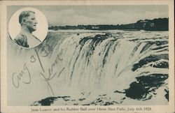 Jean Lussier and his Rubber Ball over Horse Shoe Falls, July 4th 1928. Niagara, NY Postcard Postcard Postcard