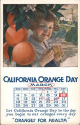 California Orange Day Calendar 1917 Postcard Postcard Postcard