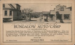 Bungalow Auto Camp Petaluma, CA Postcard Postcard Postcard