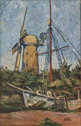 Golden Gate Park Gjoa and Windmill Postcard