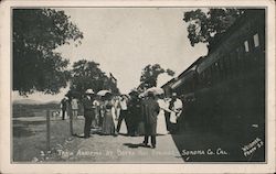 Train Arriving at Boyes Hot Springs, Sonoma County Postcard