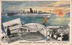 Steamer City of Sacramento from San Francisco to Vallejo - Monticello Steamship Co. Postcard