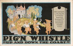 Pig'n Whistle Up And Down The Coast: restaurant chain ad Postcard