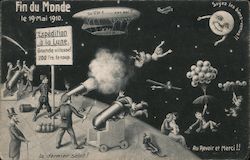 Halley's Comet Fin Du Monde le 19 Mai 1910 - Expedition a la Lune Astronomy Postcard Postcard Postcard