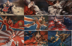 Set of 9: Patriotic Women Flags of the Nations' Series Postcard