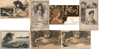 Lot of 7: Art Nouveau Women Postcard Postcard Postcard