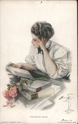 Study Hour - Harrison Fisher Postcard