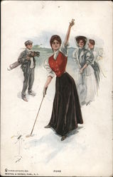 Fore: wmoan playing golf Women Harrison Fisher Postcard Postcard Postcard