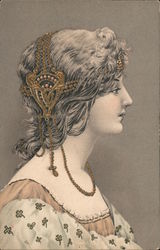 Portrait of a woman with hair ornaments Kirchner? Art Nouveau Postcard Postcard Postcard