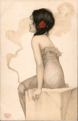 Woman smoking Postcard