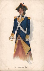 Military Girl in Colonial Uniform with Sword Postcard