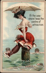 At The Seashore I Was The Centre of Attraction Swimming Postcard Postcard Postcard