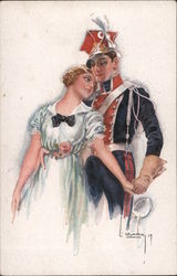 Woman and MIlitary Man Couples Postcard Postcard Postcard