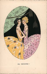 Two Women Dancing, Art Deco Postcard