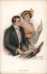 The Love Song. Couple at the Piano. Postcard