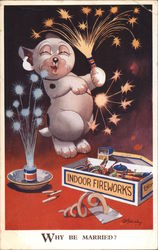 Why Be Married? (Dog and Fireworks) Marriage & Wedding Postcard Postcard Postcard