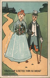 Half A Loaf is Better Than No Bread (Amputee groom and bride) Marriage & Wedding Postcard Postcard Postcard